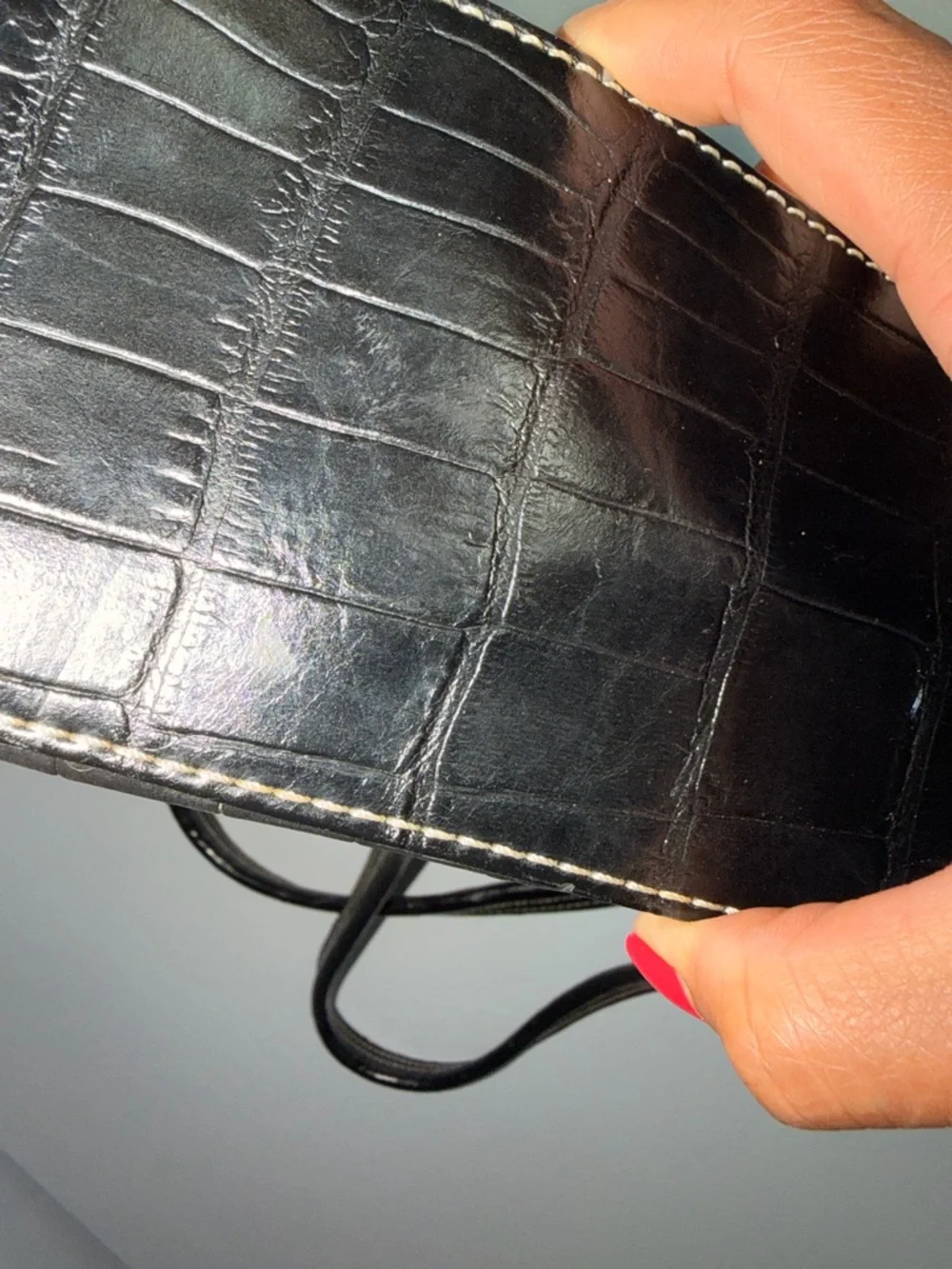 Liz Claiborne Black Croc-Embossed Shoulder Tote - Picture 5 of 16